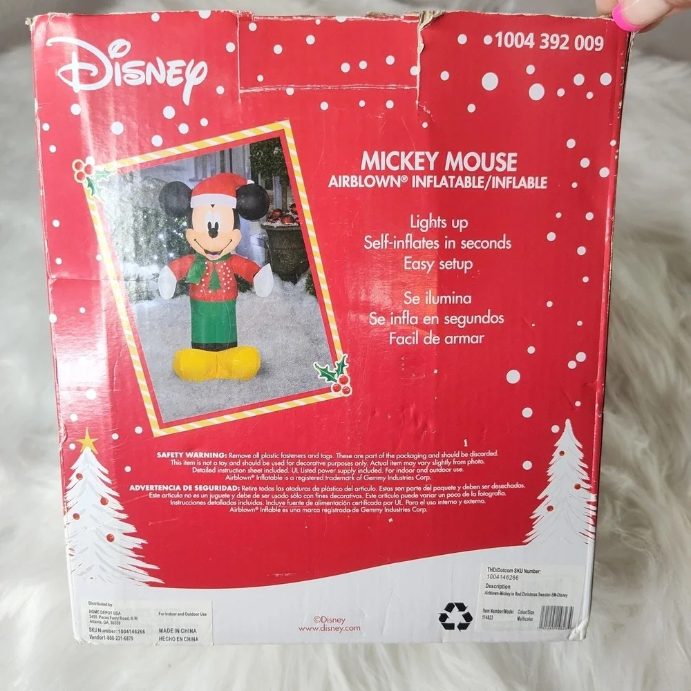 Gemmy Disney 3.5' Mickey Mouse Christmas Lighted LED Airblown Inflatable EUC‎